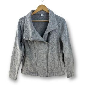 Old Navy Active Womens M Go Dry Athletic Jacket Heather Gray Asymmetrical Zipper